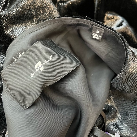 7 for All Mankind One-Shoulder Black Metallic Cocktail Mini Dress, NWT, Medium - Picture 6 of 8